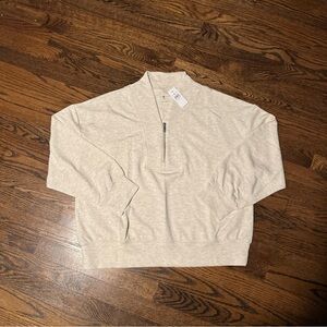 LOFT Women’s XL Lou & Grey Scubasoft 1/2 Zip Sweatshirt - Cream Gray - NWT NEW